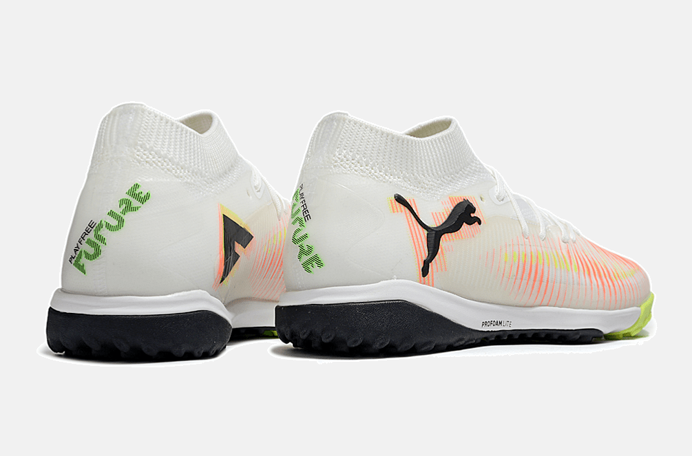 Chuteira Society Puma Future 8 TF - Branca, Laranja e Verde - Tevo Sports SPORT*