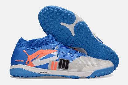 Chuteira Society Puma Future 8 TF - Cinza, Azul e Laranja - Forever Pack - Tevo Sports SPORT*