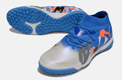 Chuteira Society Puma Future 8 TF - Cinza, Azul e Laranja - Forever Pack - Tevo Sports SPORT*