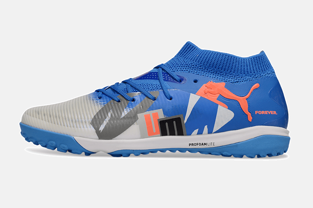 Chuteira Society Puma Future 8 TF - Cinza, Azul e Laranja - Forever Pack - Tevo Sports SPORT*