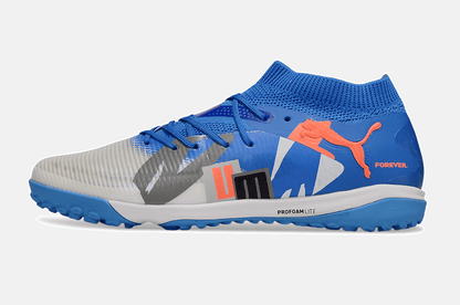 Chuteira Society Puma Future 8 TF - Cinza, Azul e Laranja - Forever Pack - Tevo Sports SPORT*
