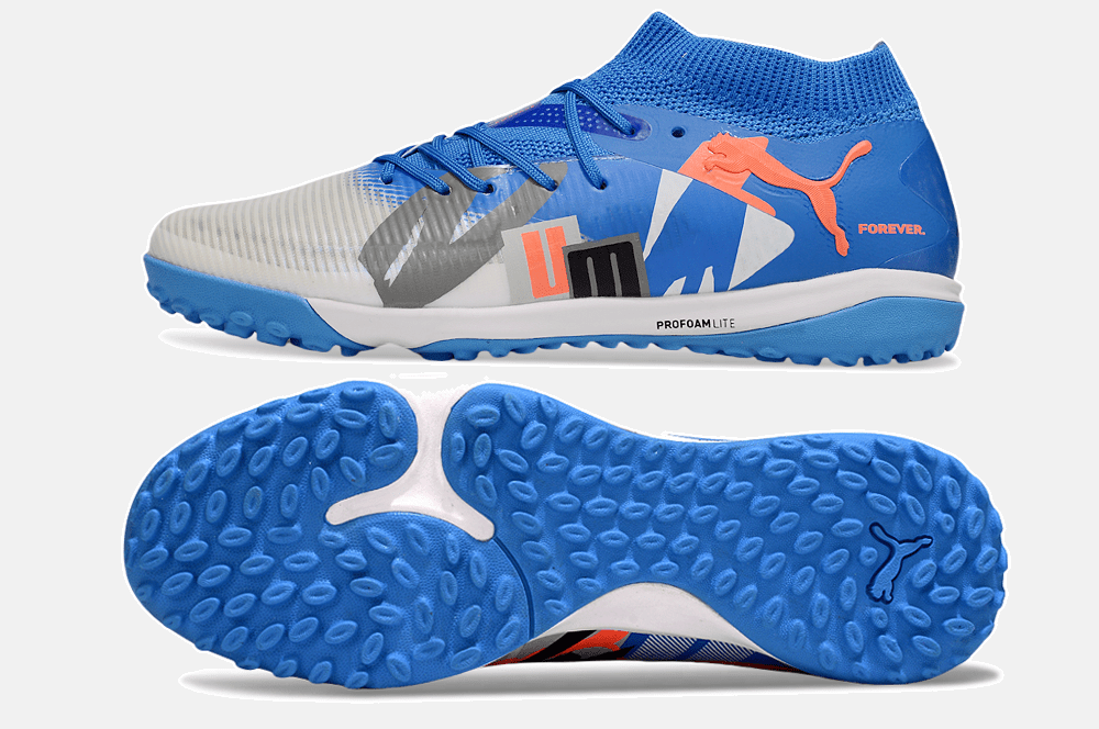 Chuteira Society Puma Future 8 TF - Cinza, Azul e Laranja - Forever Pack - Tevo Sports SPORT*