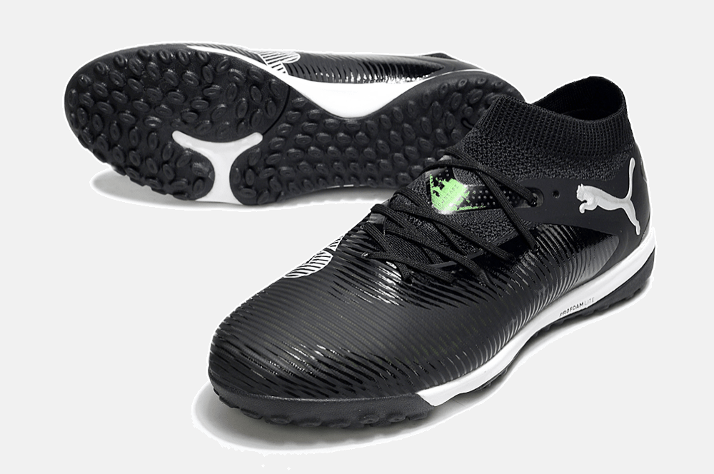 Chuteira Society Puma Future 8 TF - Preta, Branca e Verde - Eclipse Pack - Tevo Sports SPORT*