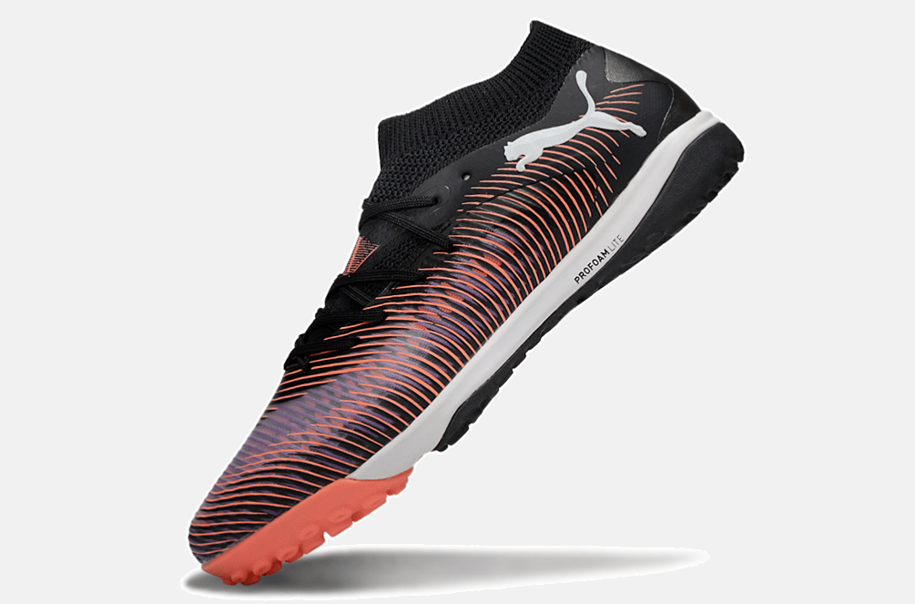 Chuteira Society Puma Future 8 TF - Preta, Roxa e Laranja - Unlimited Pack - Tevo Sports SPORT*