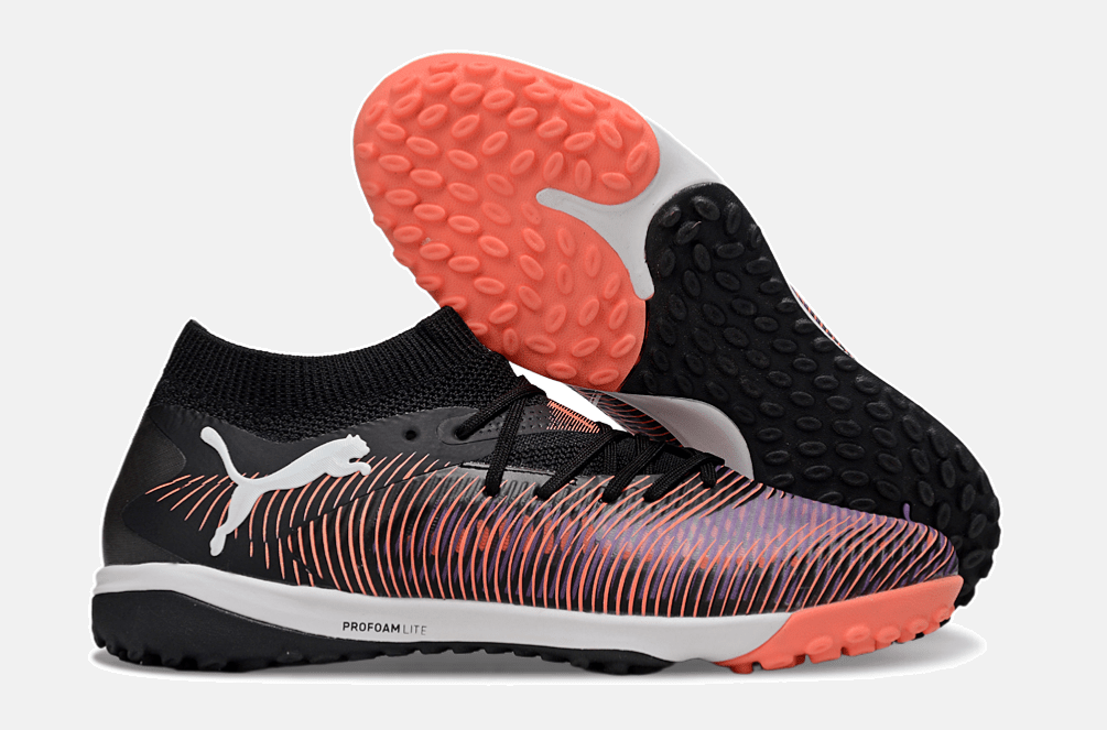 Chuteira Society Puma Future 8 TF - Preta, Roxa e Laranja - Unlimited Pack - Tevo Sports SPORT*