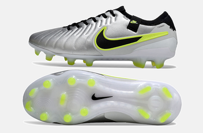 Nike Tiempo Legend 10 Elite FG - Prata e verde - vista traseira