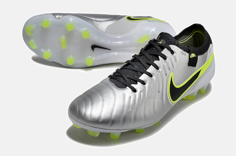 Nike Tiempo Legend 10 Elite FG - Prata e verde - detalhe