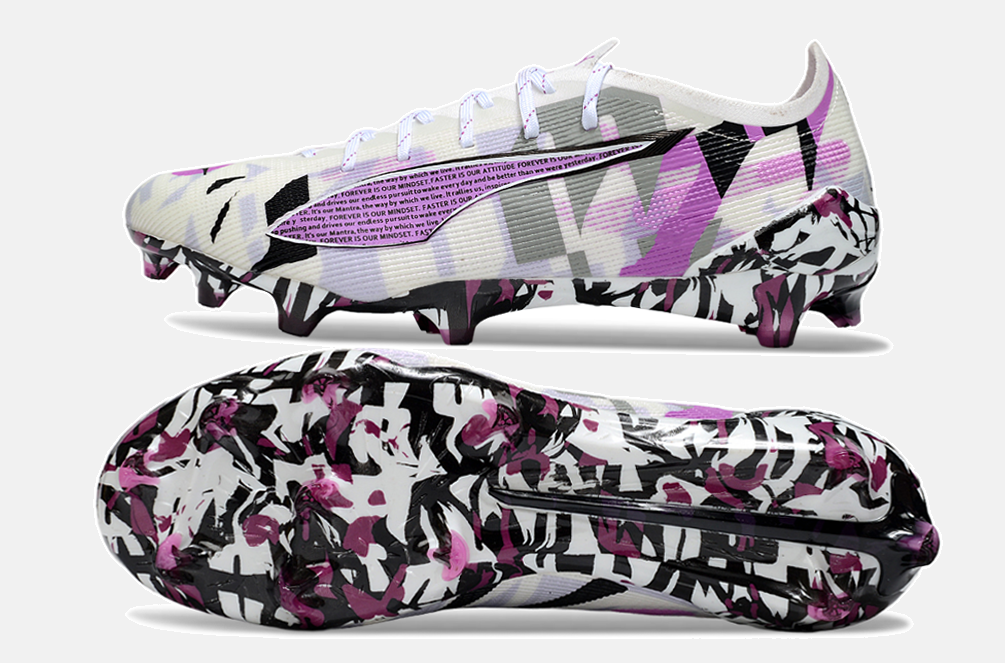 Puma Ultra 5 Ultimate FG - Branca e Roxa - vista traseira