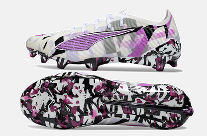 Puma Ultra 5 Ultimate FG - Branca e Roxa - vista traseira