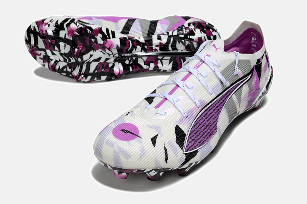 Puma Ultra 5 Ultimate FG - Branca e Roxa - detalhe