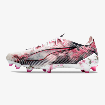 Puma Ultra 5 Ultimate FG - Branca, Preta e Rosa - vista frontal