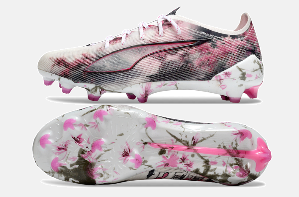 Puma Ultra 5 Ultimate FG - Branca, Preta e Rosa - vista traseira