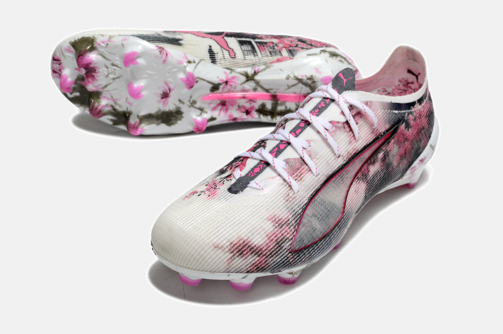 Puma Ultra 5 Ultimate FG - Branca, Preta e Rosa - detalhe