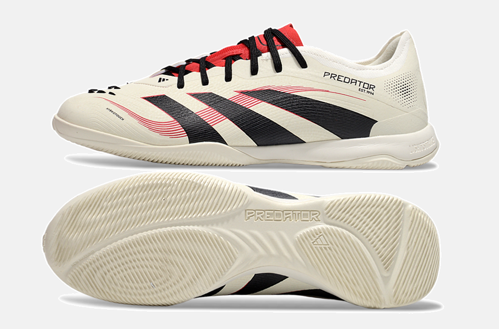 Tênis Futsal Adidas Predator Elite Fold-Over Tongue IC - Begê, Preta e Vermelha - vista traseira
