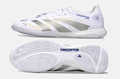 Tênis Futsal Adidas Predator Elite Fold-Over Tongue IC - Branca, Cinza e Dourada - vista traseira