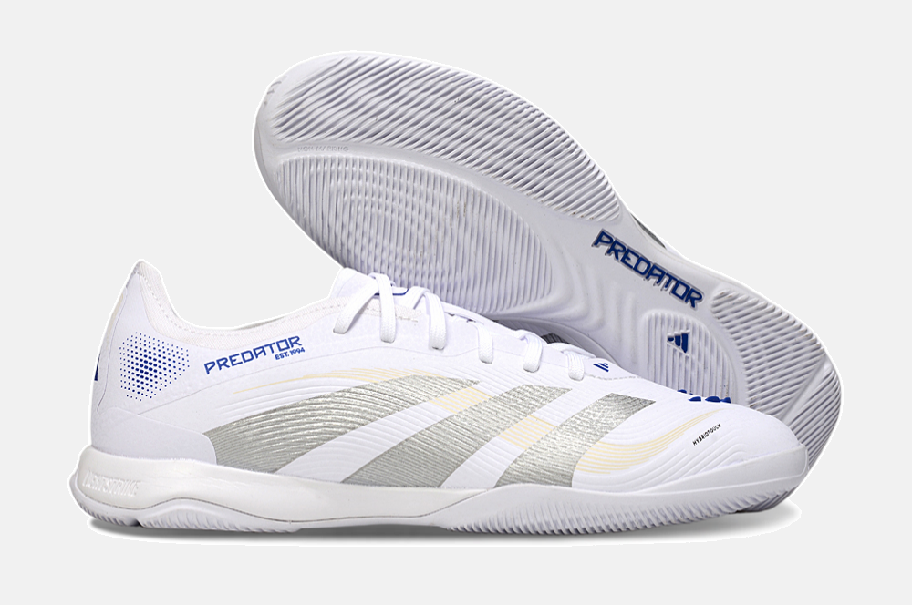 Tênis Futsal Adidas Predator Elite Fold-Over Tongue IC - Branca, Cinza e Dourada - imagem 8