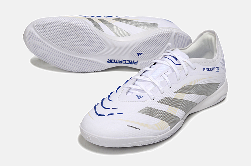 Tênis Futsal Adidas Predator Elite Fold-Over Tongue IC - Branca, Cinza e Dourada - detalhe