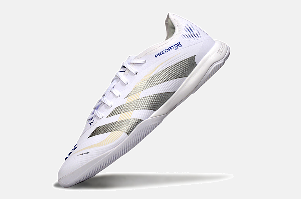 Tênis Futsal Adidas Predator Elite Fold-Over Tongue IC - Branca, Cinza e Dourada - imagem 5