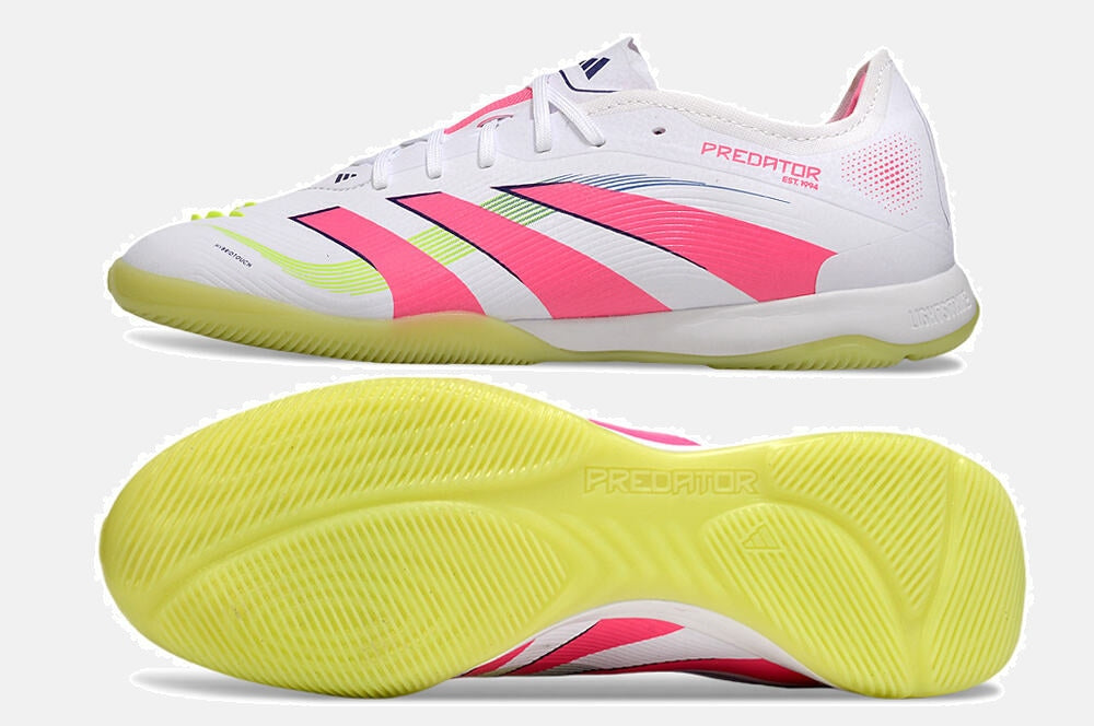 Tênis Futsal Adidas Predator Elite Fold-Over Tongue IC - Branca, Verde, Rosa e Roxa - vista traseira