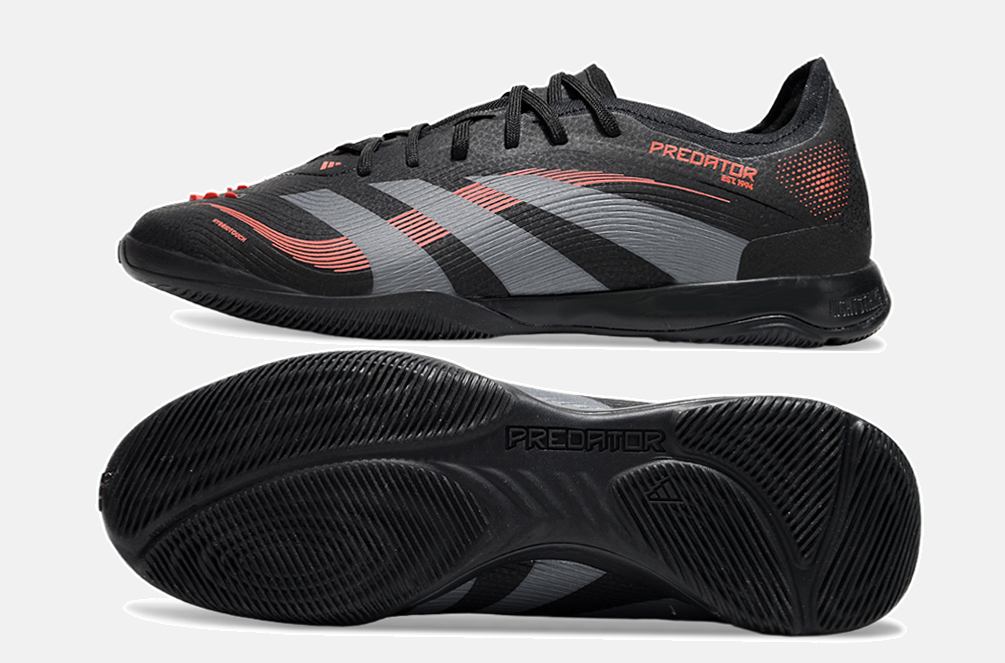Tênis Futsal Adidas Predator Elite Fold-Over Tongue IC - Preta, Cinza e Vermelha - vista traseira
