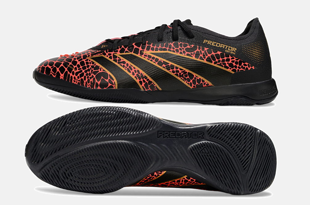 Tênis Futsal Adidas Predator Elite Fold-Over Tongue IC - Preta, Laranja e Dourada - vista traseira