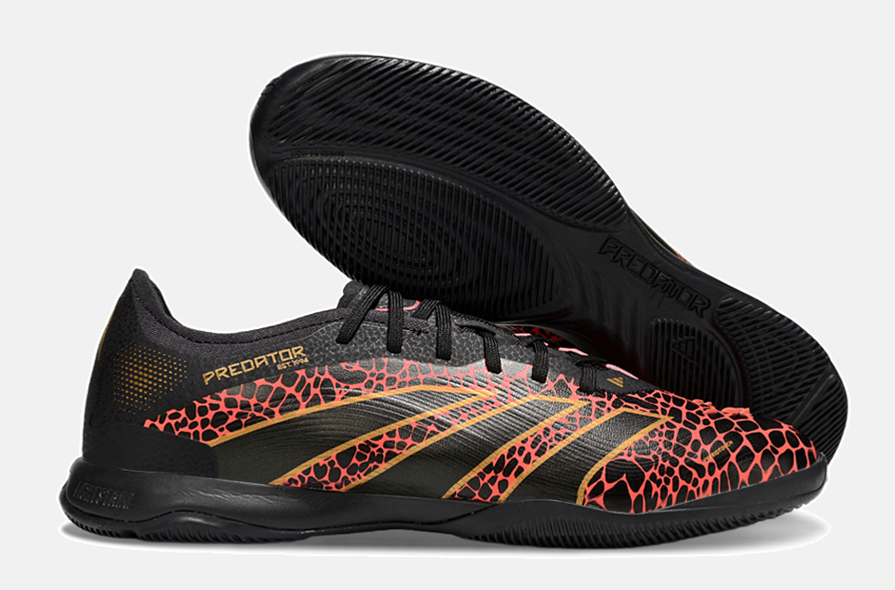 Tênis Futsal Adidas Predator Elite Fold-Over Tongue IC - Preta, Laranja e Dourada - imagem 8