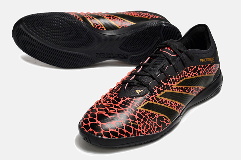 Tênis Futsal Adidas Predator Elite Fold-Over Tongue IC - Preta, Laranja e Dourada - detalhe