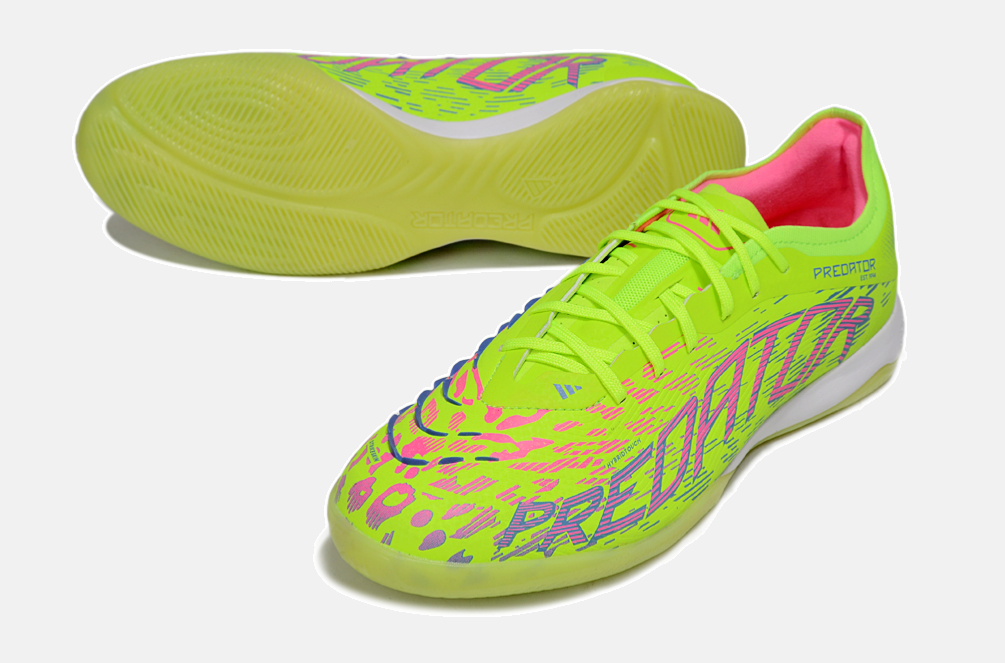 Tênis Futsal Adidas Predator Elite Fold-Over Tongue IC - Verde, Rosa e Roxa - detalhe