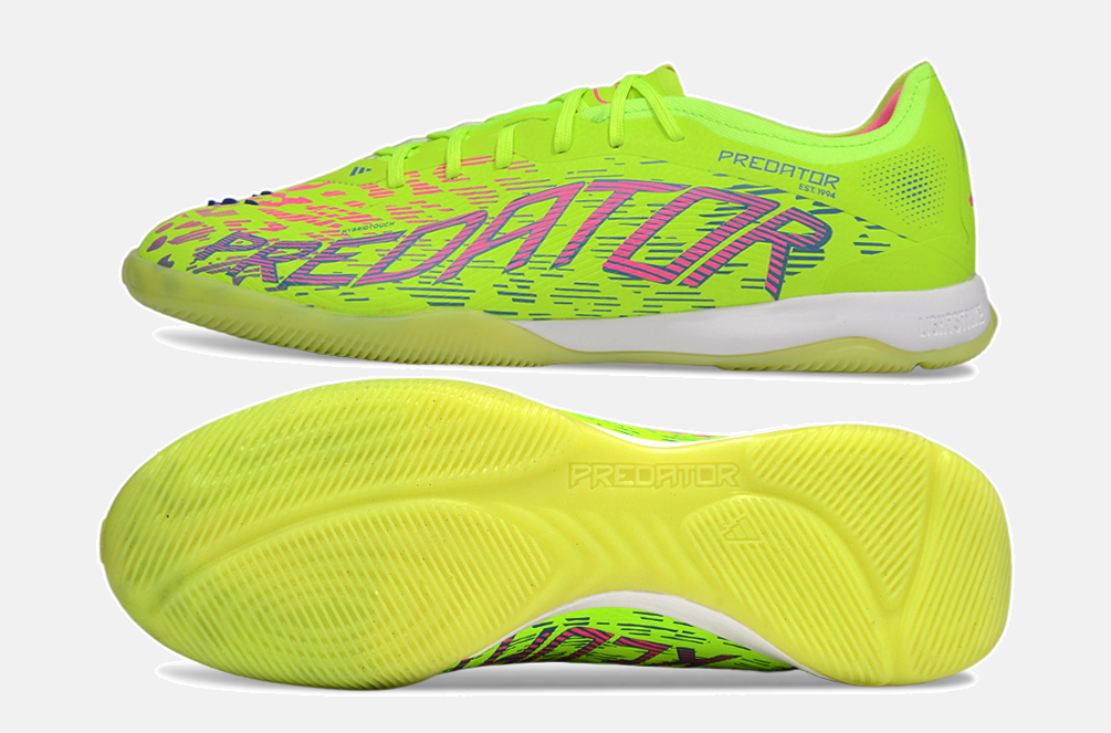 Tênis Futsal Adidas Predator Elite Fold-Over Tongue IC - Verde, Rosa e Roxa - vista traseira