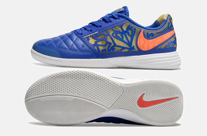 Tênis Futsal Nike Lunar Gato IC - Azul, laranja e Dourada - vista traseira