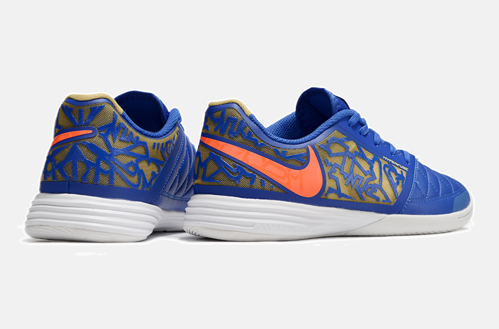 Tênis Futsal Nike Lunar Gato IC - Azul, laranja e Dourada - imagem 6