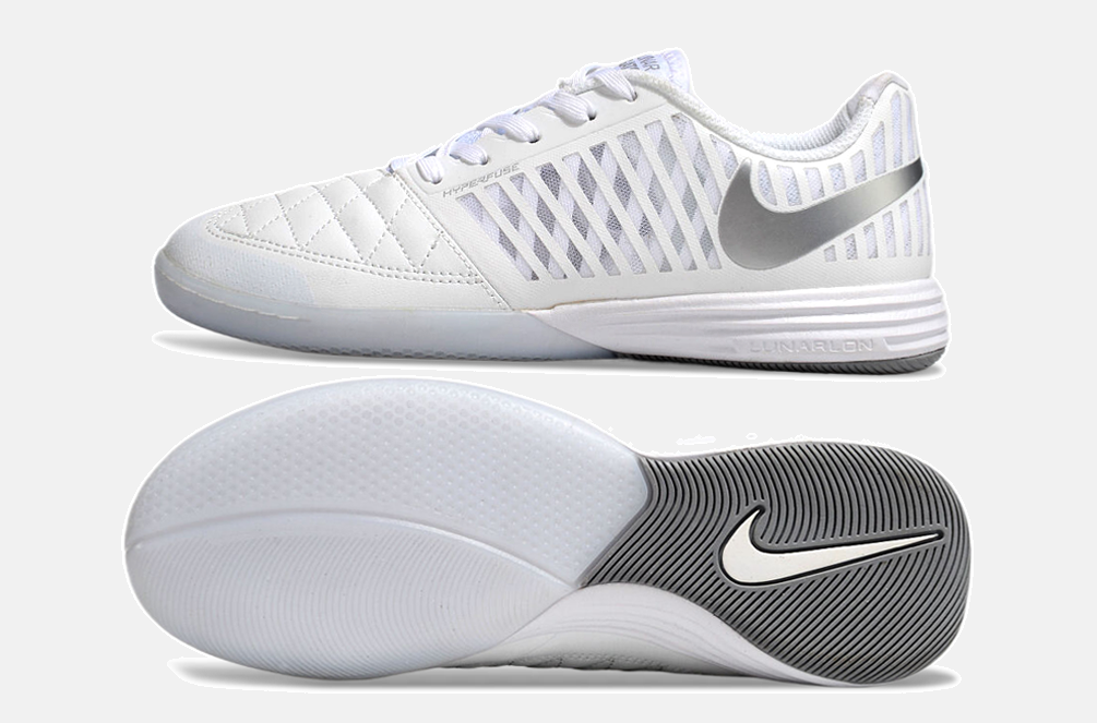 Tênis Futsal Nike Lunar Gato IC - Branca e Prata - vista traseira
