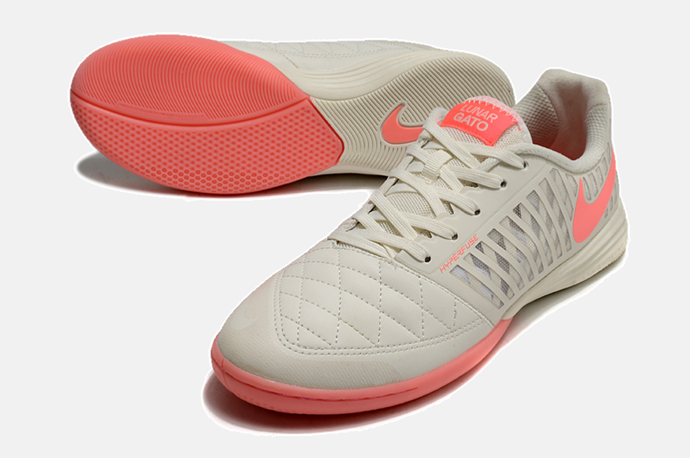 Tênis Futsal Nike Lunar Gato IC - Branca e Rosa - detalhe