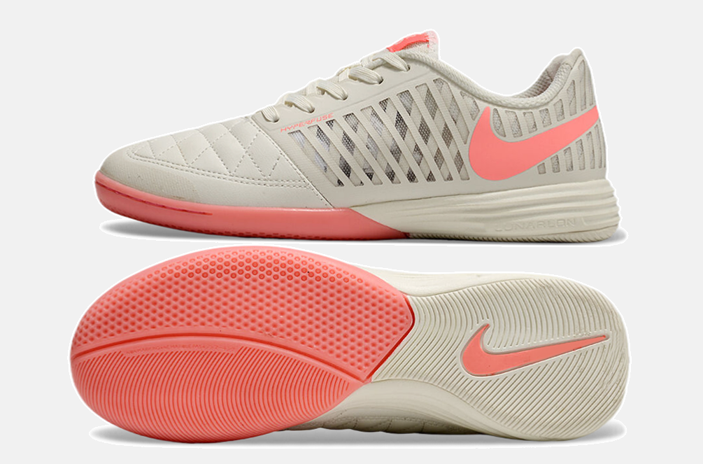 Tênis Futsal Nike Lunar Gato IC - Branca e Rosa - vista traseira