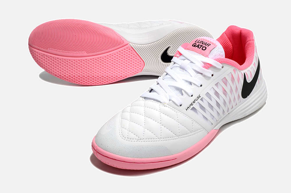Tênis Futsal Nike Lunar Gato IC - Branco e Rosa - detalhe