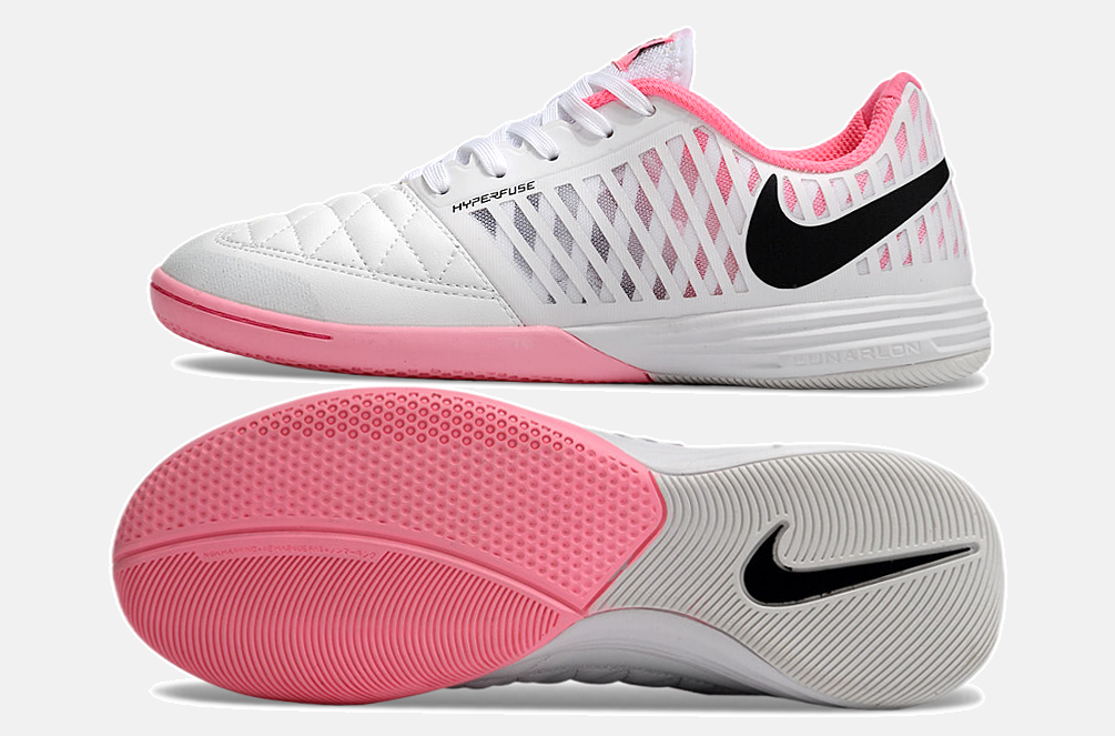 Tênis Futsal Nike Lunar Gato IC - Branco e Rosa - vista traseira