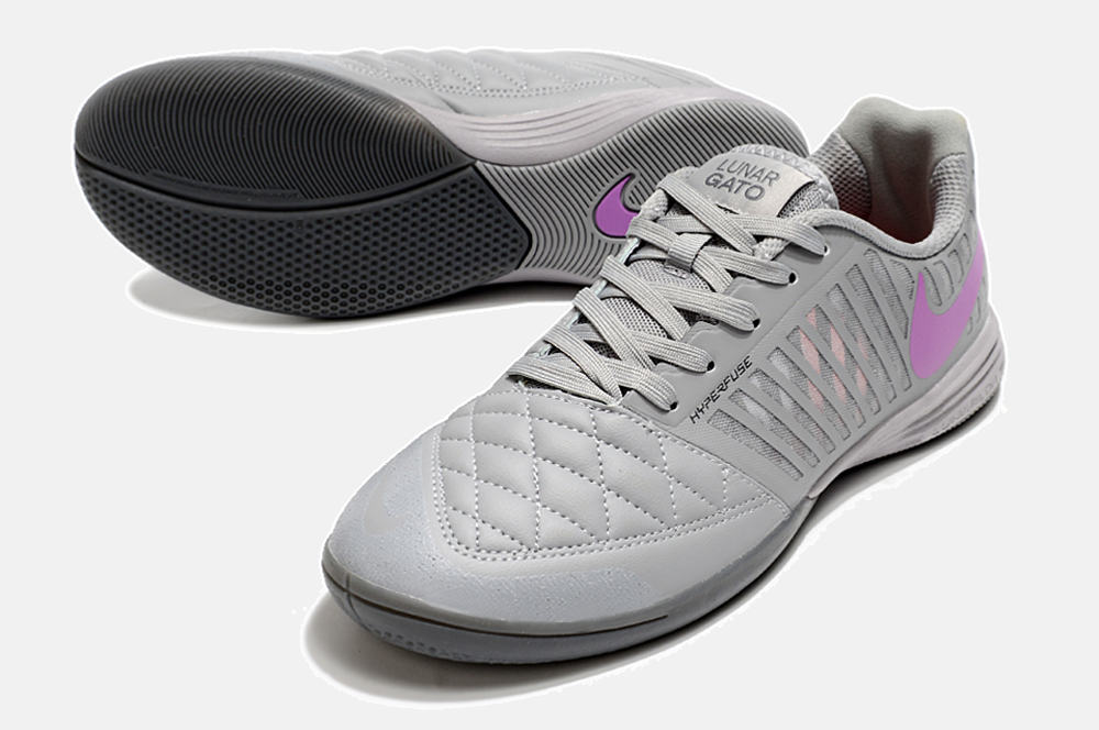 Tênis Futsal Nike Lunar Gato IC - Cinza e Roxa - detalhe