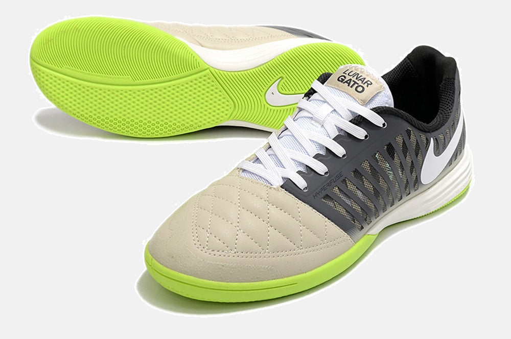 Tênis Futsal Nike Lunar Gato IC - Cinza e Verde - detalhe