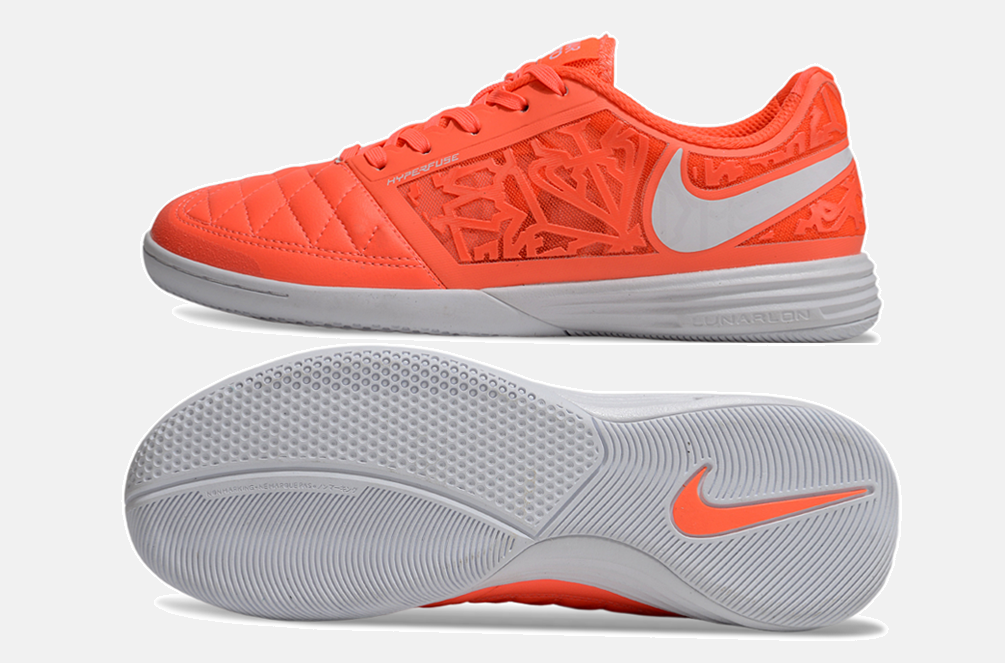 Tênis Futsal Nike Lunar Gato IC - Laranja e Branca - vista traseira