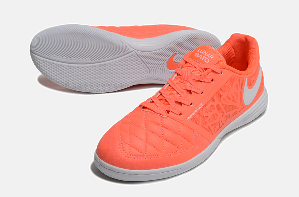 Tênis Futsal Nike Lunar Gato IC - Laranja e Branca - detalhe