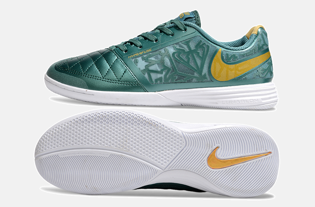Tênis Futsal Nike Lunar Gato IC - Turquesa e Dourada - vista traseira