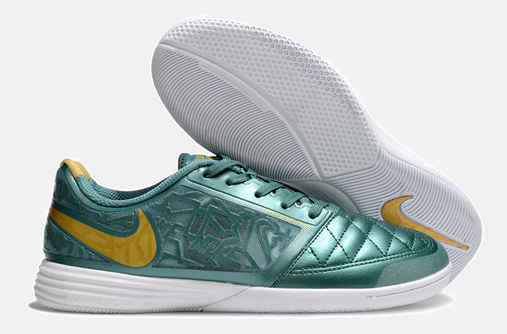 Tênis Futsal Nike Lunar Gato IC - Turquesa e Dourada - imagem 8
