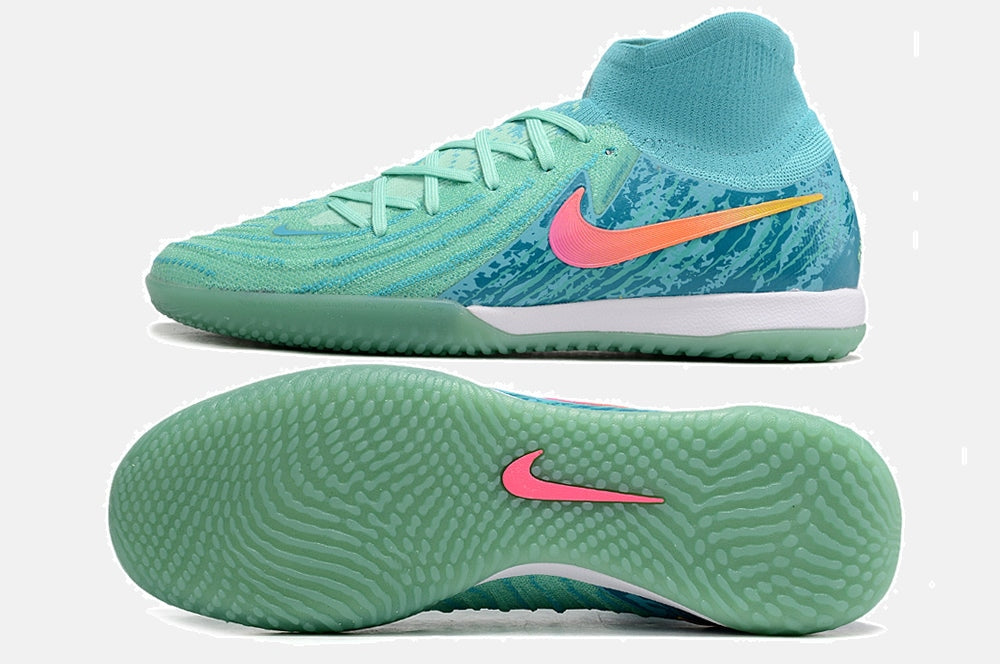Tênis Futsal Nike Phantom Luna IC - Azul e Verde - vista traseira