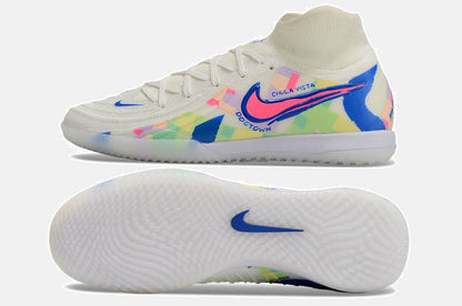 Tênis Futsal Nike Phantom Luna IC - Branca, Azul e Rosa - vista traseira