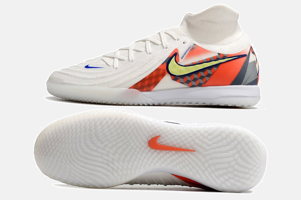 Tênis Futsal Nike Phantom Luna IC - Branca, Cinza e Laranja - vista traseira