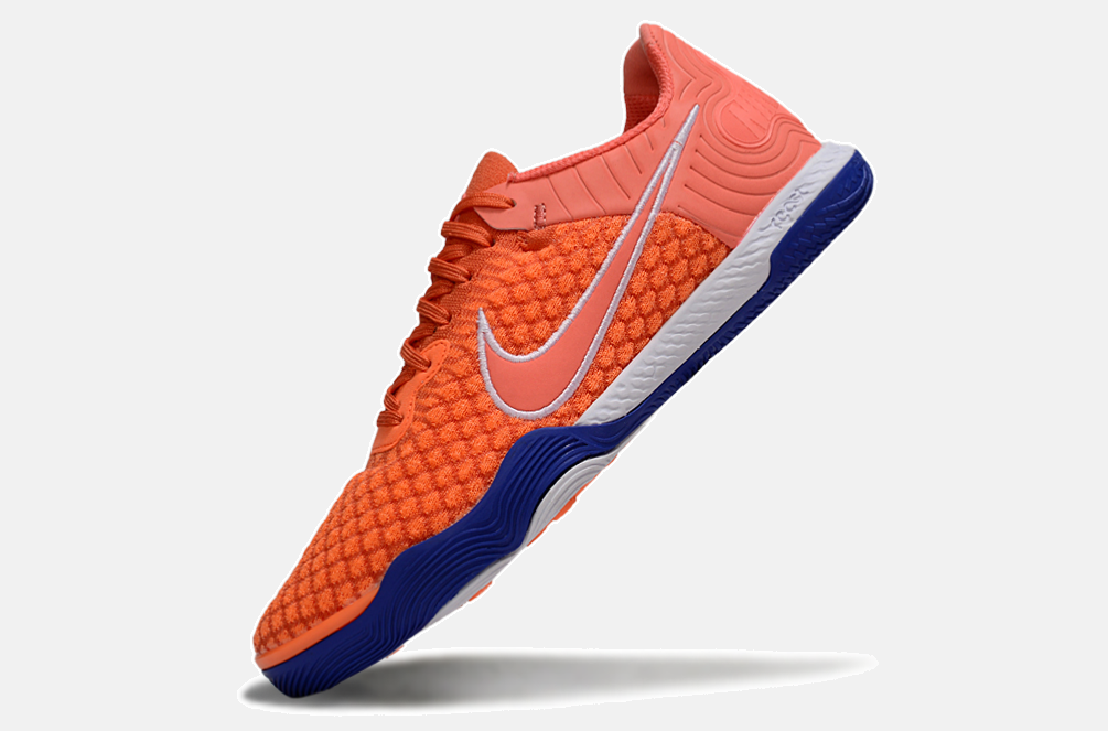 Tênis Futsal Nike React Gato IC - Laranja, Branca e Azul - imagem 5