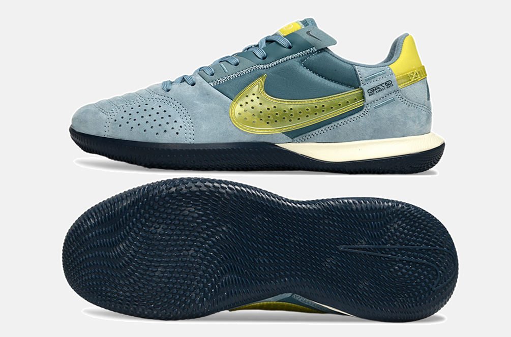 Tênis Futsal Nike Street Gato IC - Azul e Dourada - vista traseira
