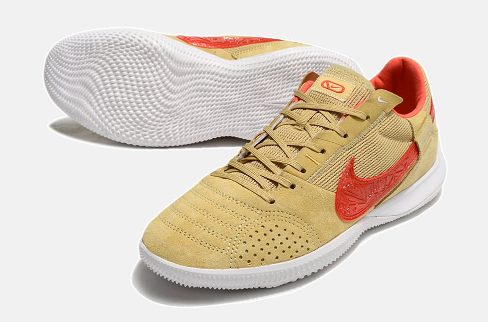 Tênis Futsal Nike Street Gato IC - Bege e Vermelha - detalhe