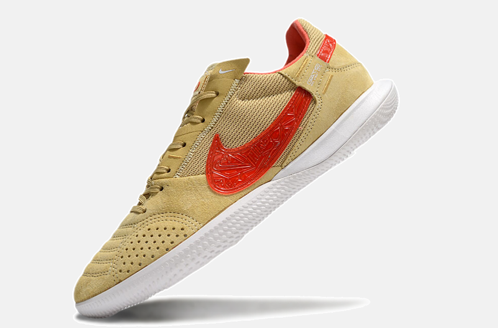Tênis Futsal Nike Street Gato IC - Bege e Vermelha - imagem 5