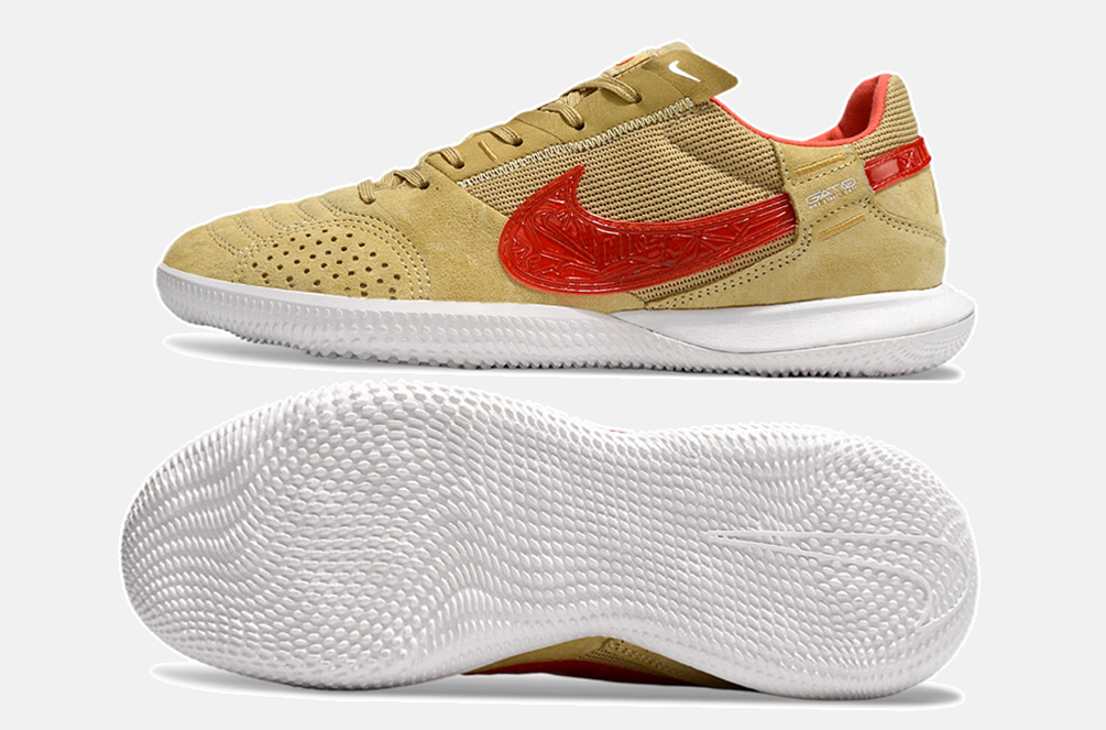 Tênis Futsal Nike Street Gato IC - Bege e Vermelha - vista traseira